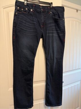 True Religion Men's Dark Indigo Relaxed Straight Jeans